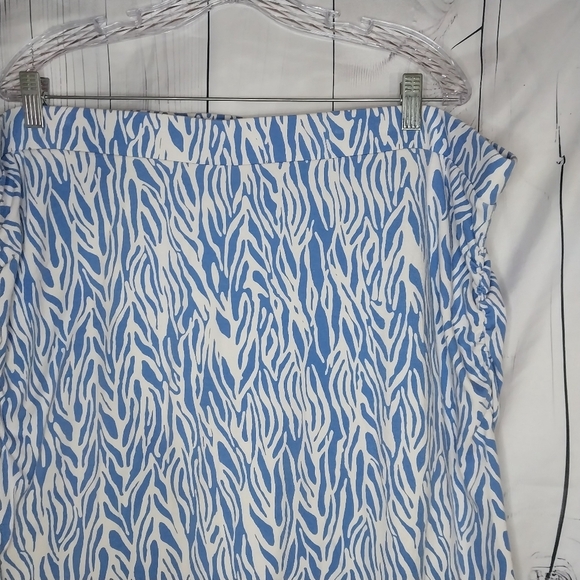 Diane Von Furstenberg A-Line Sea Twig Midi Skirt Blue And White Size 2x - Picture 3 of 9
